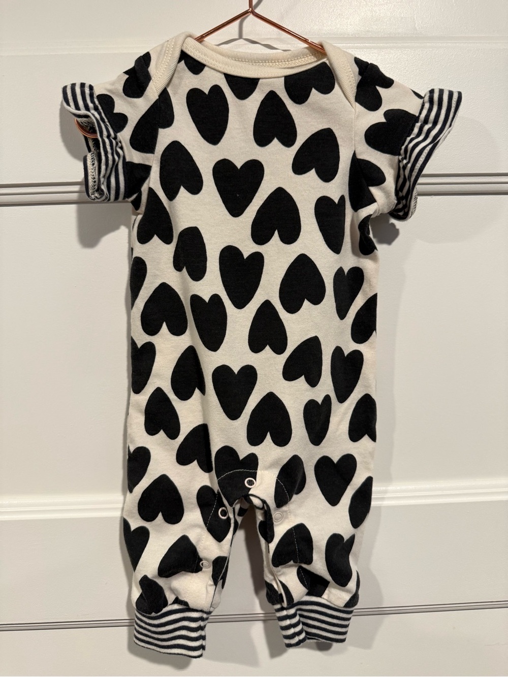 Cat & Jack Black and White Heart Print One-Piece